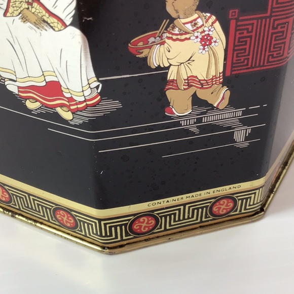 Vintage asian tea cannisters retro decor collectible black gold red authentic - Picture 9 of 9
